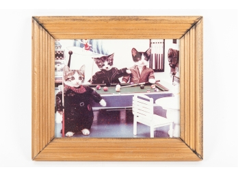 Vintage Kittens Cat Pool Table Players In Frame