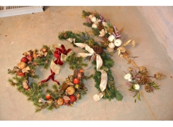 Faux Christmas Wreaths And Swag Decoration