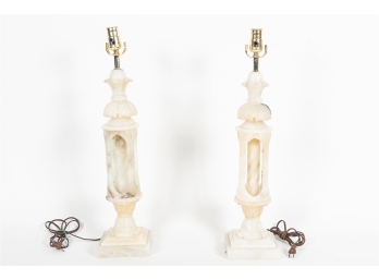 Pair Of Traditional Marble Lamps