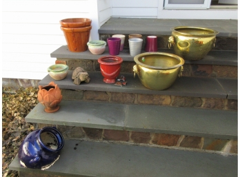 Group Colorful Outdoor Flower Pots