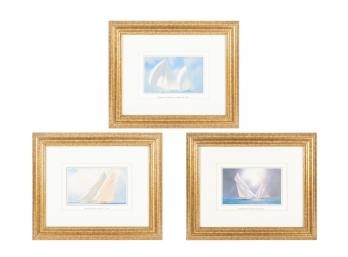 Trio Of Framed Racing Sailing Prints