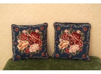 Two French Needlepoint Pillows