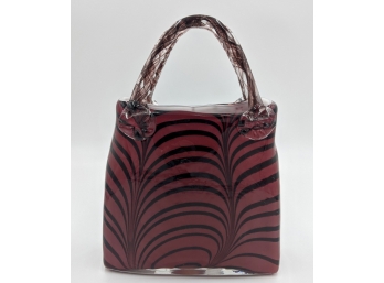 Large Murano Style Blown Art Glass Purse Handbag