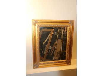 Pre Owned Carved Gold Painted Wood Framed Mirror