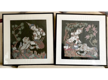 Pair Thai Paintings On Silk