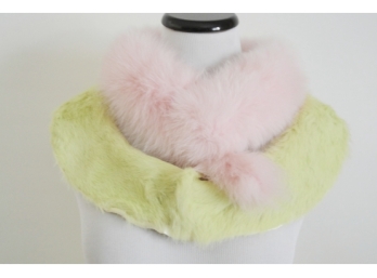 A Pink Mink Scarf And A Green  Rex Rabbit Collar