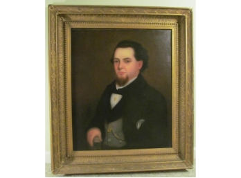 Large Portrait Of 19th Century Gentleman Oil On Canvas