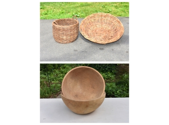 Twig Braided Baskets And Bowls From Romania