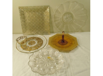 Vintage Glass Serving Tray Lot