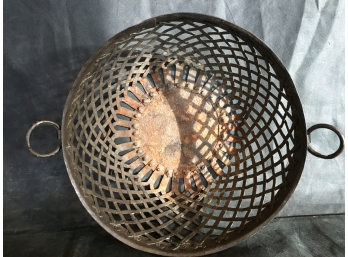 Antique 19th Century French Sheet Iron Woven Metal Basket And Another Fruit Basket (see Additional Photos)