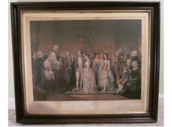 19th Century Hand Touched Color Lithograph Regnier 'Life Of Washington' Framed