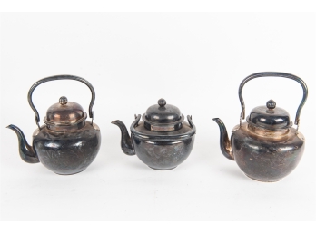 Collection Of Three Asian Teapots, Including One Silver