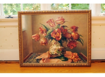 Oil On Canvas Floral Still Life Signed Lower Right Tomas