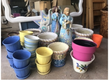Large Group Of Garden Statues And Planters