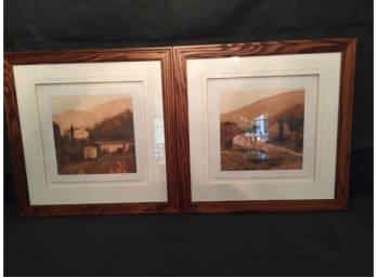 Pair Of Beautifully Framed And Matted French Country Scene Prints