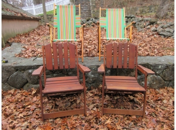 Two Pairs Vintage Outdoor Folding Chairs