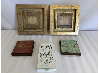 Five Framed Sentiments & Quotes Home Decor