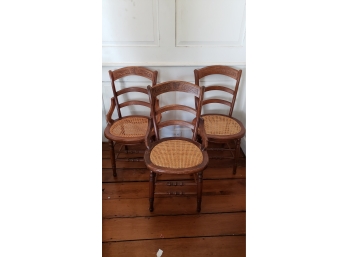 Three Antique Cane Seat Chairs