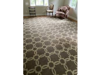 Custom 13 X 18 Chain Link Wool Carpet In Graphite & Beige