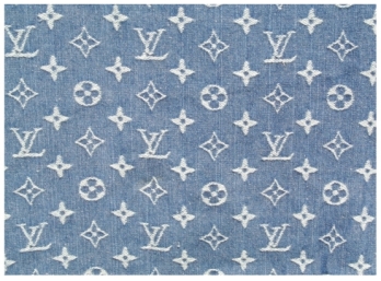Designer Inspired LV Logo Monogram Denim Fabric