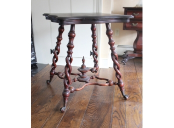 Antique Claw Foot Turned Leg Side Table