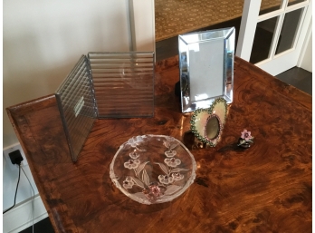 Miscellanea Lot, Bedford Downing Glass Frame, Jay  Strongwater Pill Box, Candy Dish And More