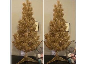 Pair Of Golden Tabletop Trees