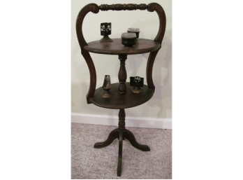 Antique Two Tier Rotating Walnut Smoking Stand