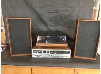 Vintage Panasonic Stereo, Turntable And Realistic Minimus 9 Speakers