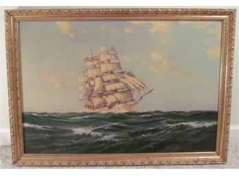 William Knox Signed Oil On Canvas Tall Ship On The High Seas