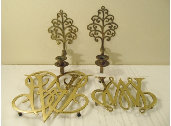Williamsburg Brass Trivet And Brass Wall Sconce Lot