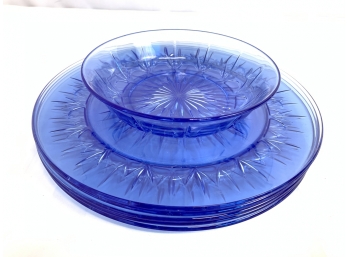 Vintage Avon Sapphire Blue Plates & Bowl