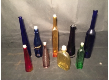 Assorted  Vintage Colored Glass Bottles