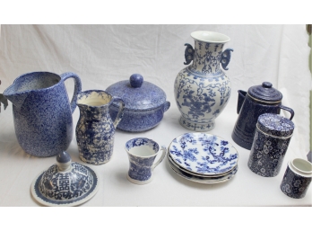 Lovely Group Of Blue And White Porcelain - 13 Pieces Total