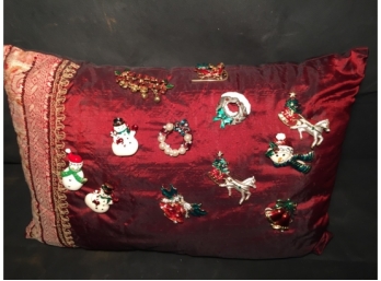 Twelve Holiday Themed Pins With Pillow Mount