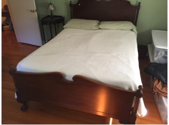Antique Double Bed Frame, Foot And Headboard