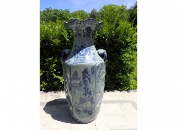 Large Chinese Blue Painted Crackle Glazed Vase