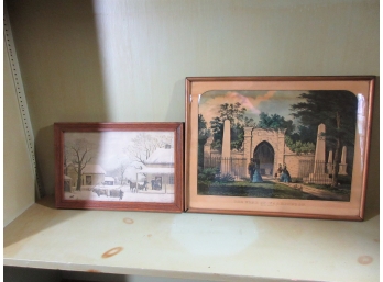 Two Currier And Ives Prints Including Original With Mount Vernon