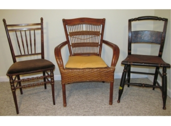 Three Antique Country Style Chairs