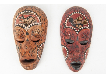 Pair Of Painted Masks With Animal Motifs
