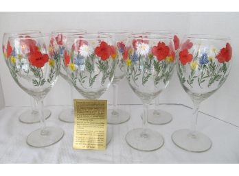 Vintage Hand Painted Red Wine Glass Lot