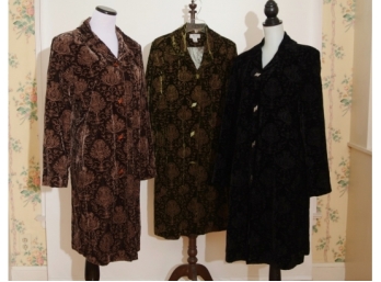Group Of Velvet Embroidered Evening Coats By Anice A - Size XL