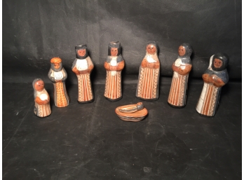 Vintage Tonala Jalisco Mexican Ceramic Nativity Scene Figures