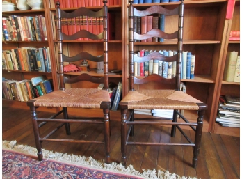 Pair Of Vintage Antique Style Ladderback Chairs