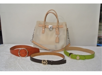 Michael Kors Handbag And Three Belts