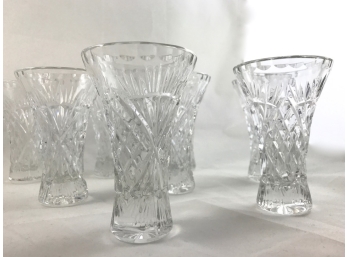 Set Of Small Cut Crystal Vases