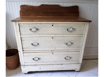 Painted Distressed Finished Antique Oak Chest Of Drawers