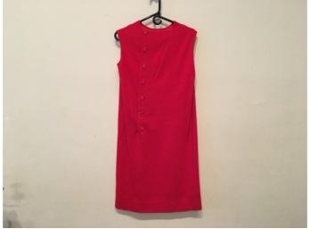 Red Lined Sleeveless Dress With Buttons Made For Saks Fifth Avenue