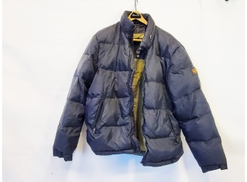 GAS Brand Men's Pure Duck Down Navy Blue Puffy Zip Up Coat - Size XL