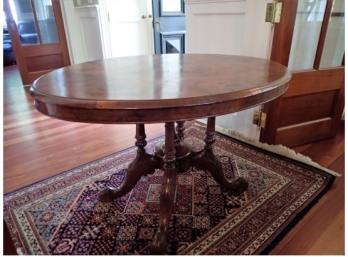 Fine Antique Carved Tilt Top Center Table (CORRECTION - BURL WALNUT, NOT MAPLE)